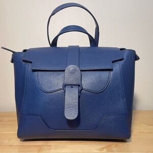 Senreve Midi Maestra Italian Pebbled Marine Leather Bag